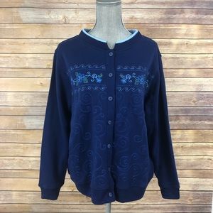 🌻 Shenanigans Embroidered Button Down Sweatshirt